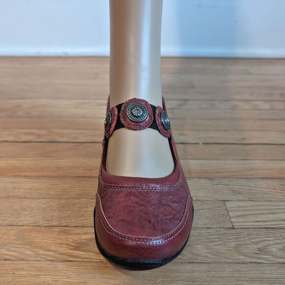Taos Mary Jane Flats Leather Applique Red Comfort Ballet Shoes Walking Size 6 - Picture 4 of 13